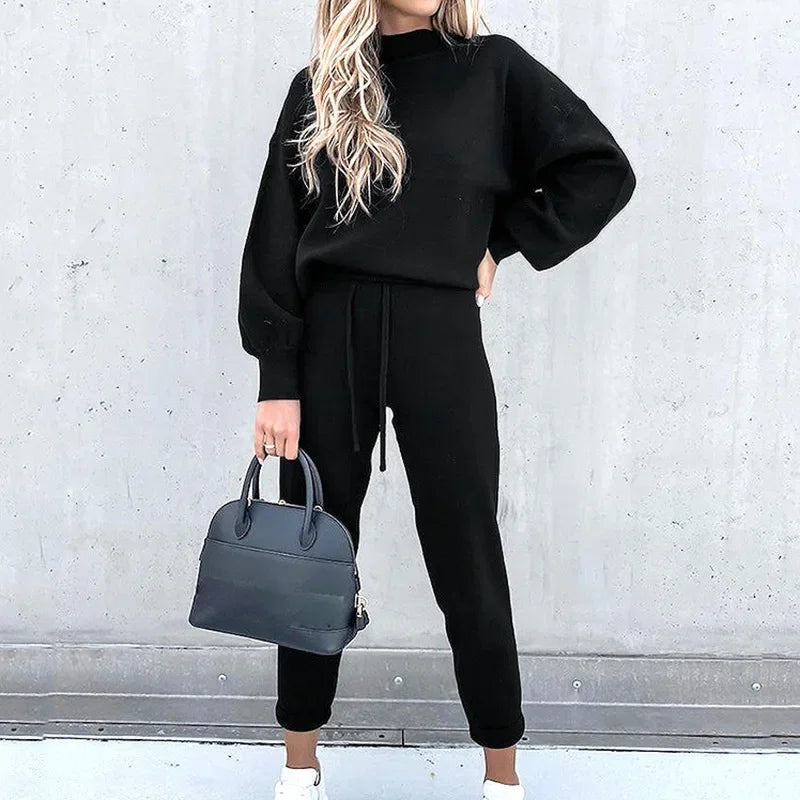 Maxy Long Sleeve Sweatshirt Tops Women Autumn 2 Piece Sets Outfits Keep Warm Clothing Pencil Pants Fleece Casual Pullovers Trousers