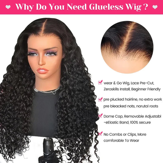 Maxy Kinky Curly Lace Front Wig Wear And Go Pre Bleached Knots 6x9 Curly Glueless Wig Human Hair Pre Cut PrePlucked ISEE Hair Wig