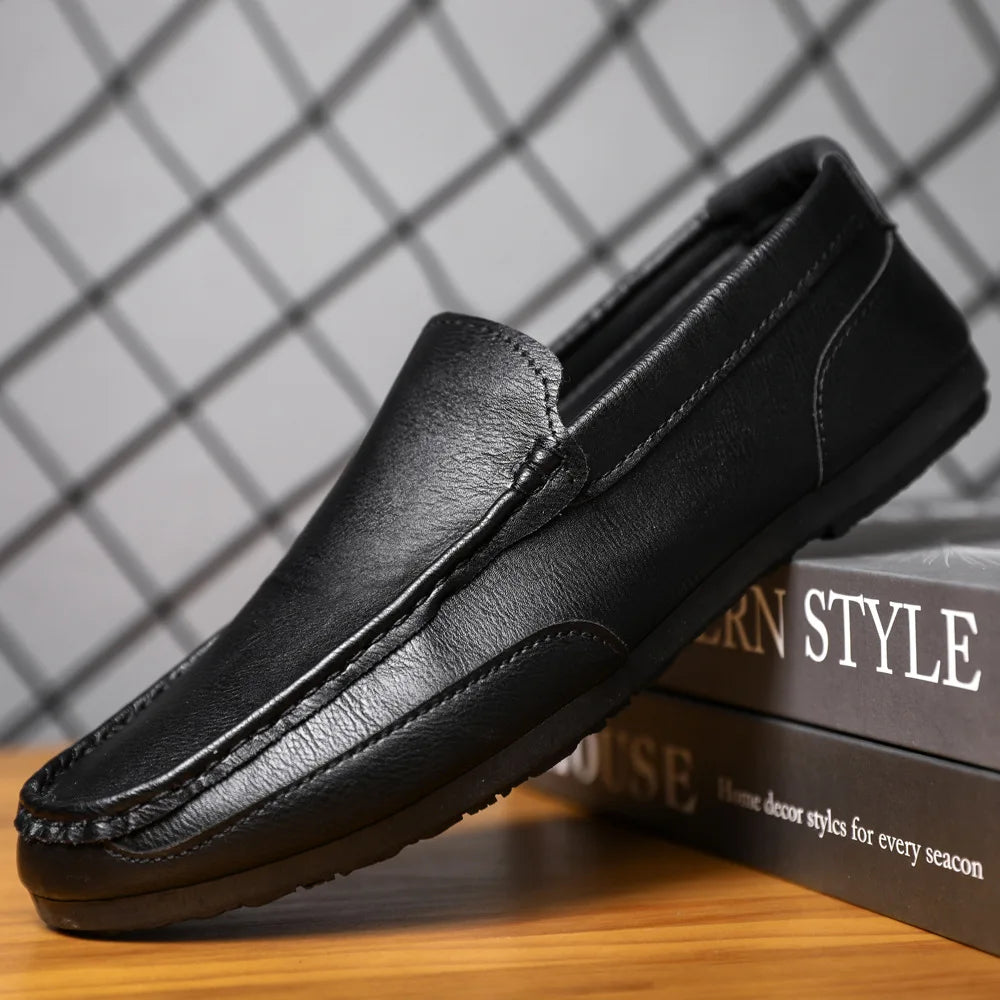 Visco 2024 New Genuine Leather Men Shoes Casual Luxury Brand Men Loafers Italian Moccasins Breathable Slip on Men Driving Shoes