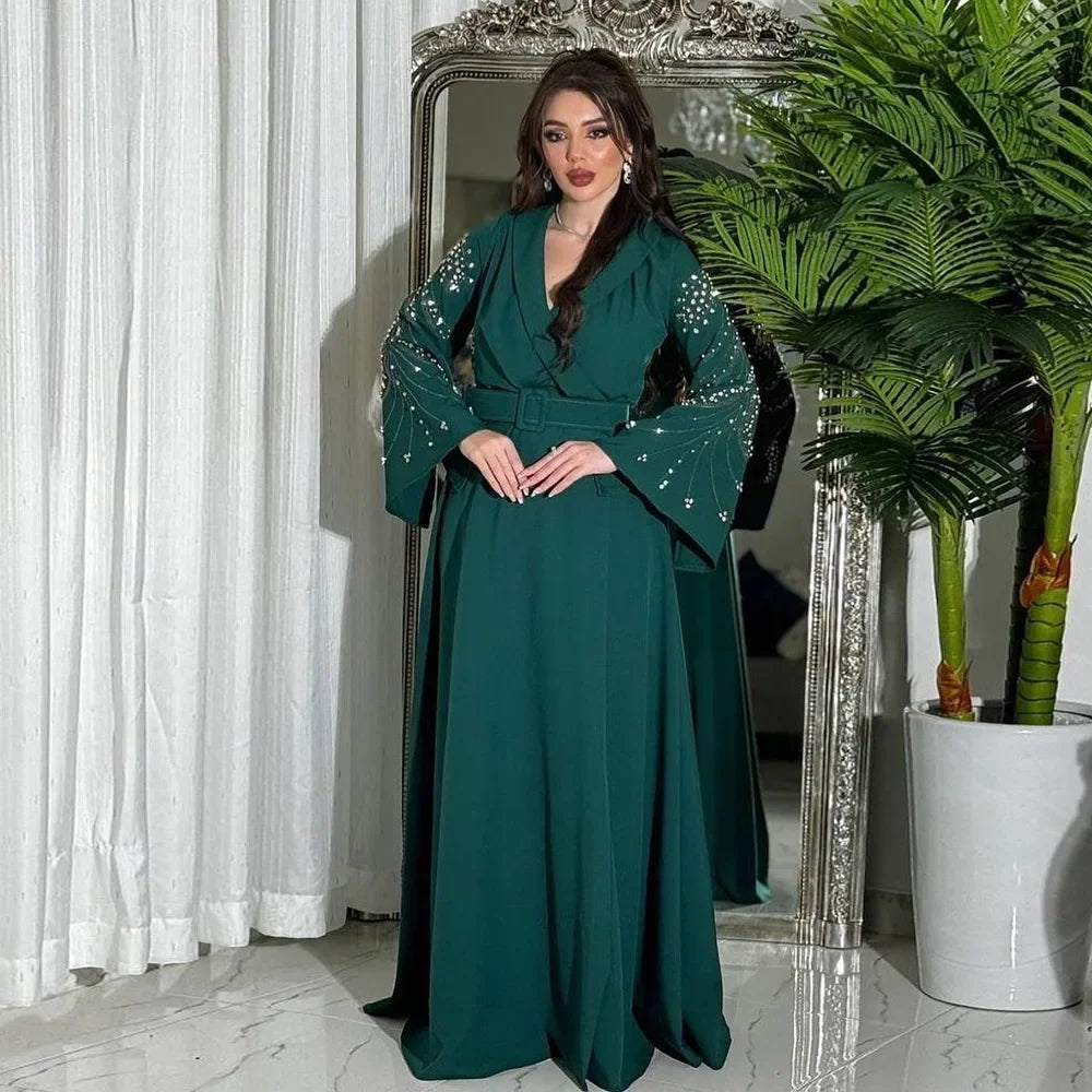 Maxy Luxury Diamonds Muslim Elegant Women Dresses Caftan Moroccan Dubai Kaftan Gown Evening Party dress