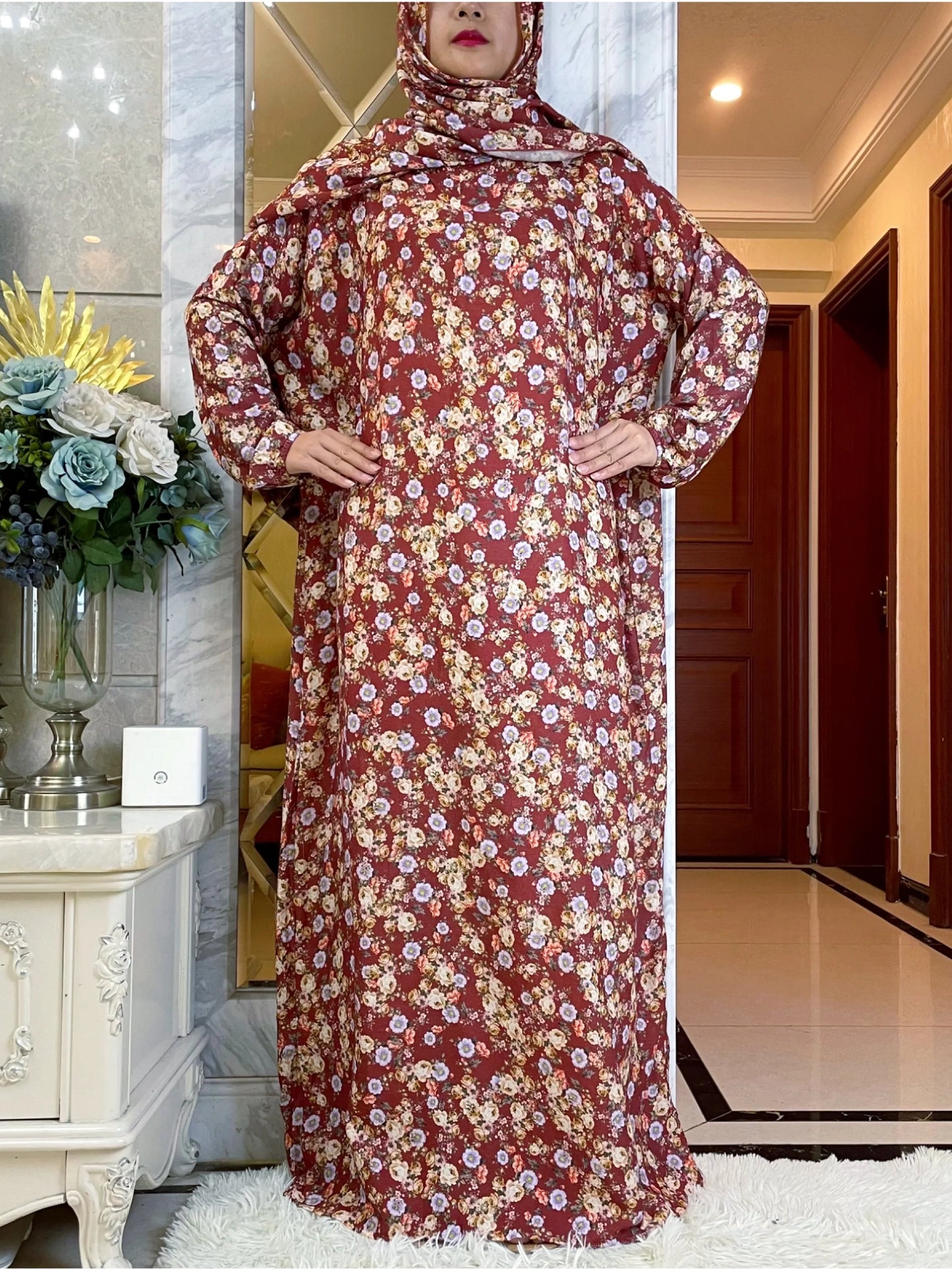 Maxy Muslim Robe Neswest Turban Turkey Prayer Women Floral For Loose East  Dubai Cotton Abaya Femme Middle Ramadan African Dress
