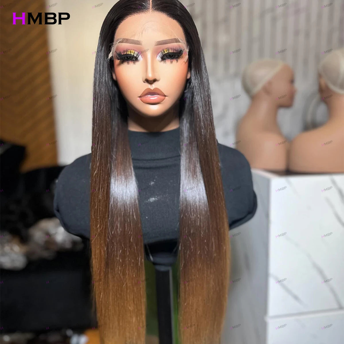 Maxy Ombre 1b/30 color Straight Glueless Lace Frontal Wigs Ready To Go 360/13×6 HD Lace Frontal Wigs Brazilian Hair Wig For Women