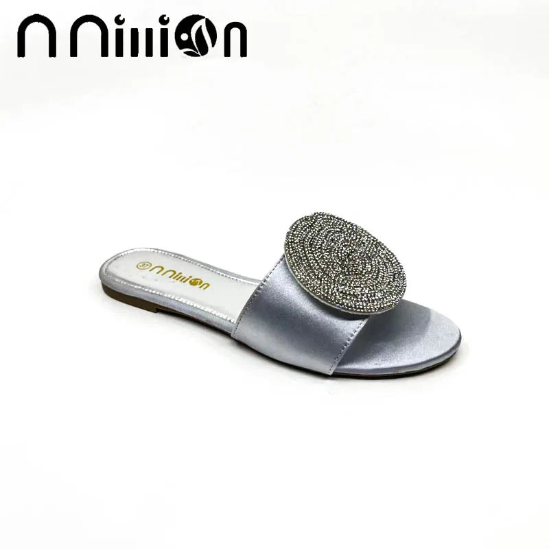 Maxy Summer New European and American Flat Bottom African Outwear Casual rhinestone Cool Slippers for Women