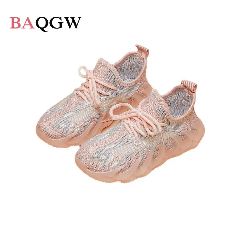 Visco 2024 New Children's Fashion Sports Shoes Mesh Knitted Vamp Breathable Kids Running Sneakers Soft Bottom Toddler Boys Girl Shoes