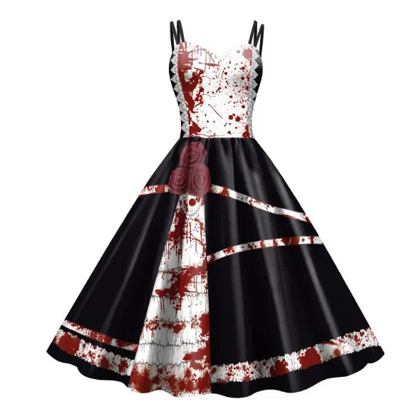 Babs High Quality Hot Selling 2024 New Halloween Dress Women's Dress Printed Thriller Long Dress Y2k Bodycon