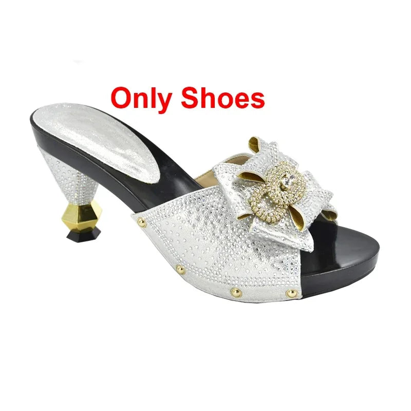 Maxy New Shoes with Matching Bag Set Decorated with Appliques African Shoes and Bags Matching Set Elegant Italian Women Pumps