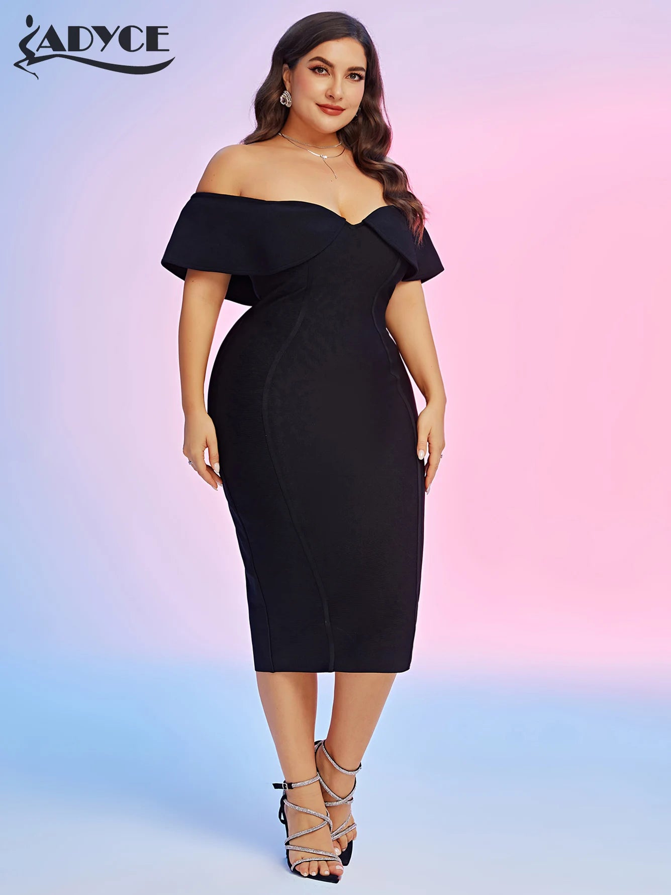 Maxy Summer Dress For Women Off Shoulder Short Sleeve Bandage Sexy V Neck Ruffles Club Celebrity Evening Party Dresses Plus Size