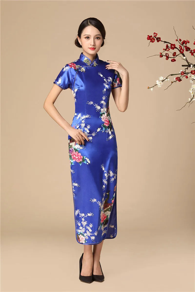 Babs Elegant dress Chinese Traditional Formal Dress Slim Evening Gowns Print Lady Cheongsam Retro dress Classic Qipao