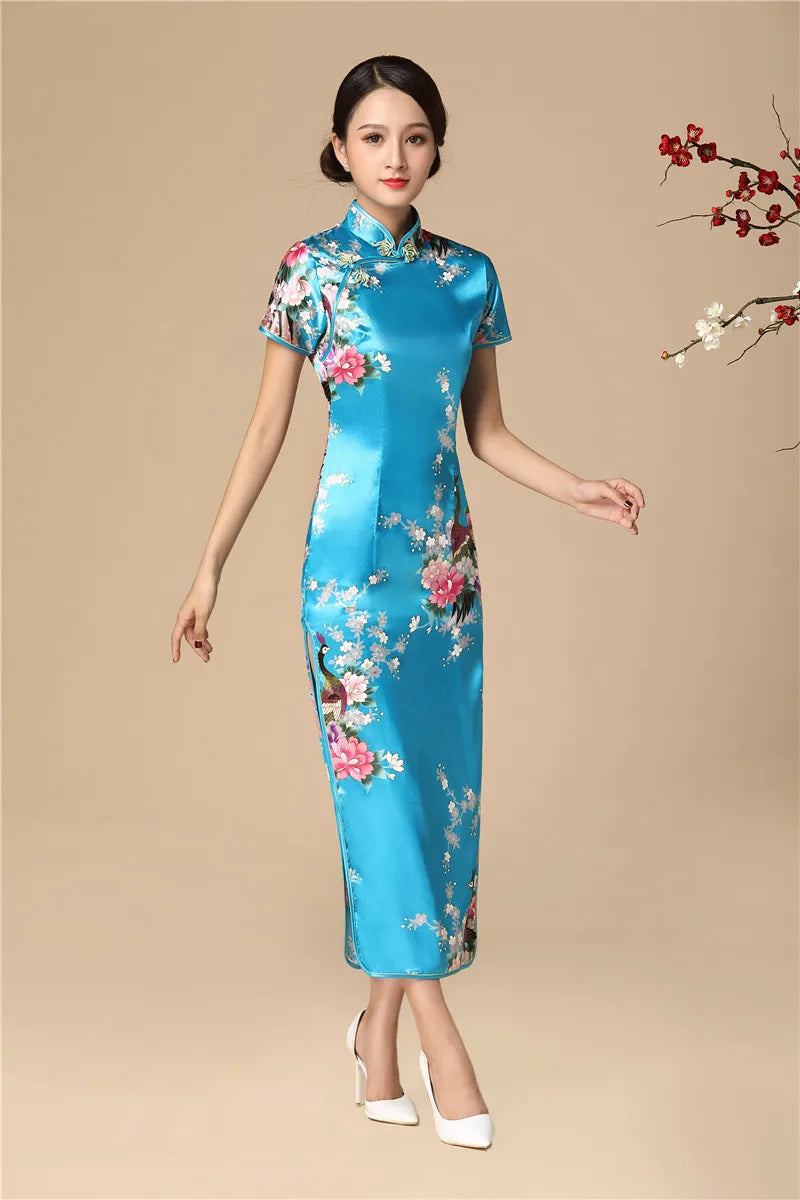 Babs Elegant dress Chinese Traditional Formal Dress Slim Evening Gowns Print Lady Cheongsam Retro dress Classic Qipao