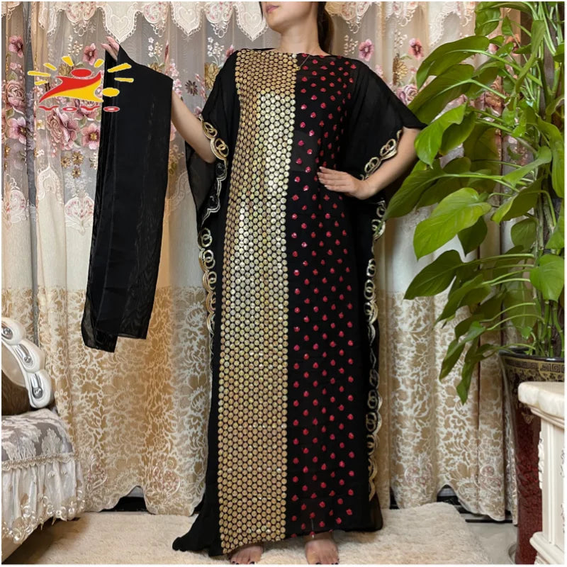 Gracy Dresses African Caftan Rose Sequins Embroidery Shinning Dubai Party Elegant Islamic Clothing