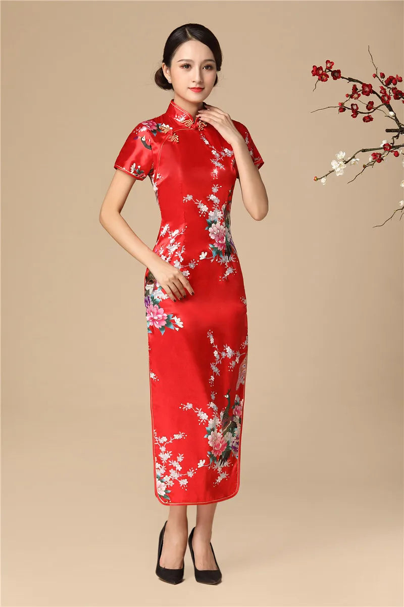 Babs Elegant dress Chinese Traditional Formal Dress Slim Evening Gowns Print Lady Cheongsam Retro dress Classic Qipao