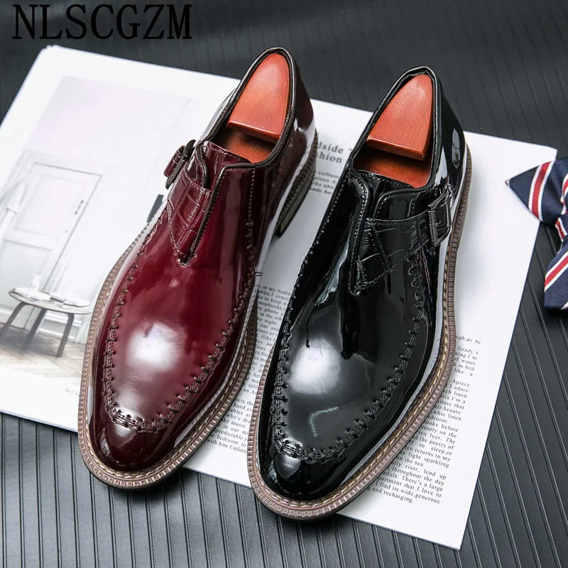 Visco Patent Leather Mens Dress Shoes Loafers Coiffeur Formal Slip on Shoes Men Office 2024 Oxford Shoes for Men