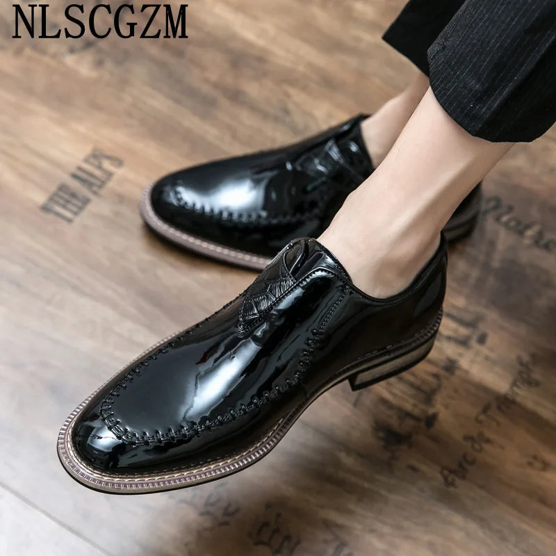 Visco Patent Leather Mens Dress Shoes Loafers Coiffeur Formal Slip on Shoes Men Office 2024 Oxford Shoes for Men