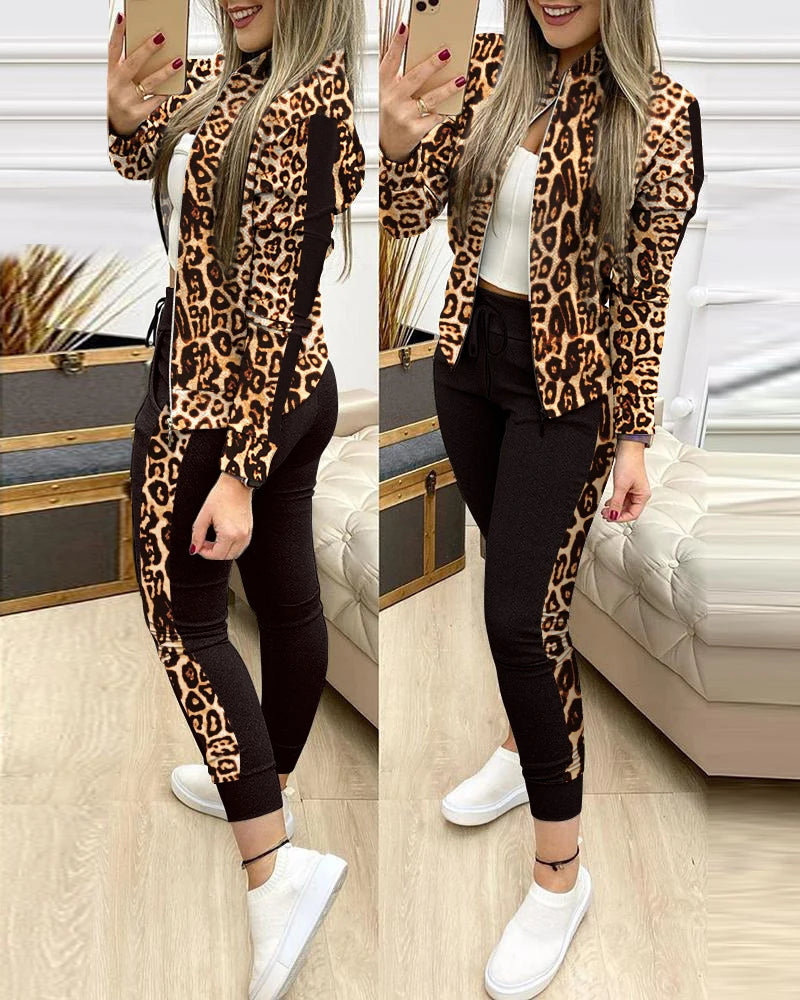 Maxy Tracksuit suits 2 Piece Set Zipper Jacket+Long Pants Sports Suit Female Sweatshirt Sportswear Suit for Woman Clothing