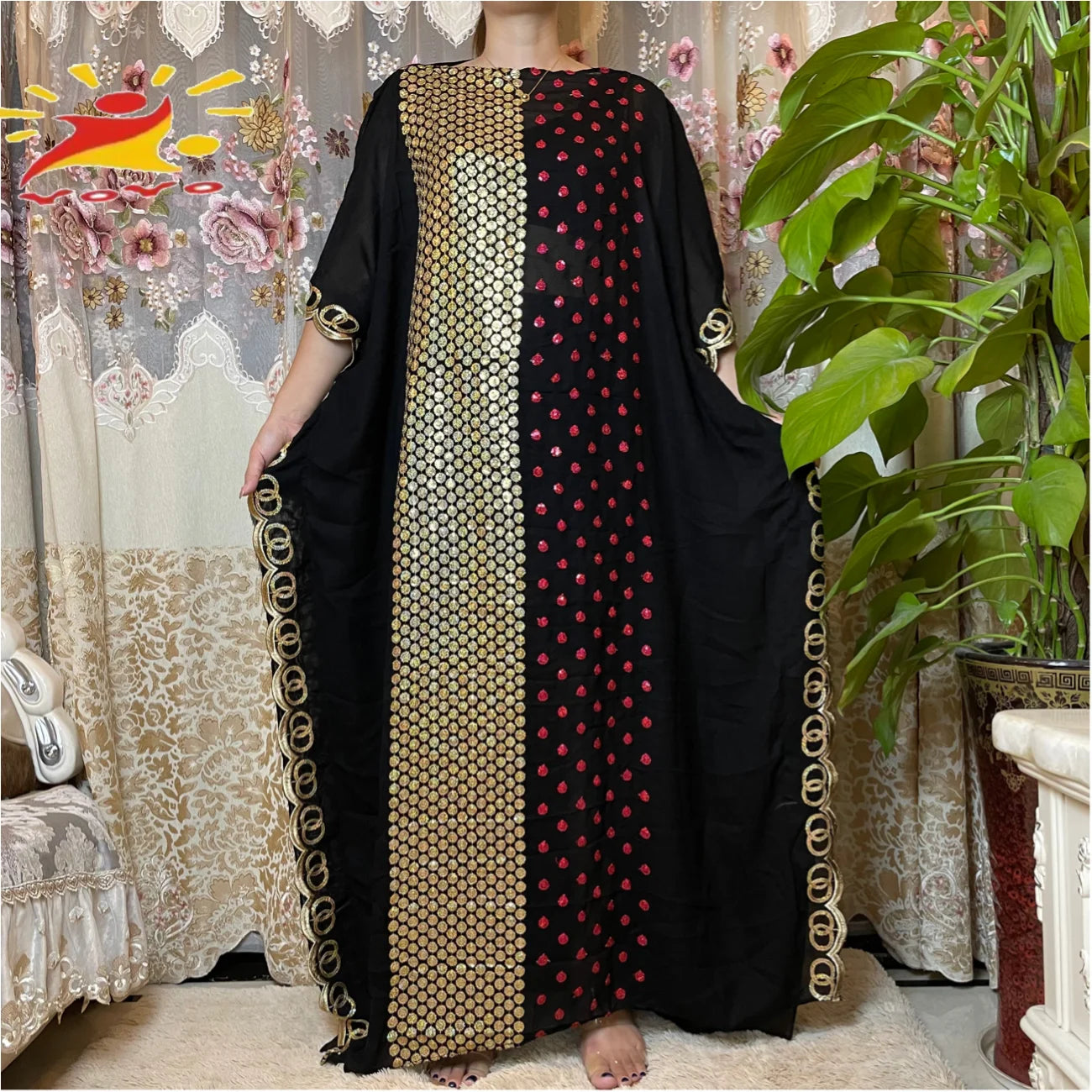 Gracy Dresses African Caftan Rose Sequins Embroidery Shinning Dubai Party Elegant Islamic Clothing