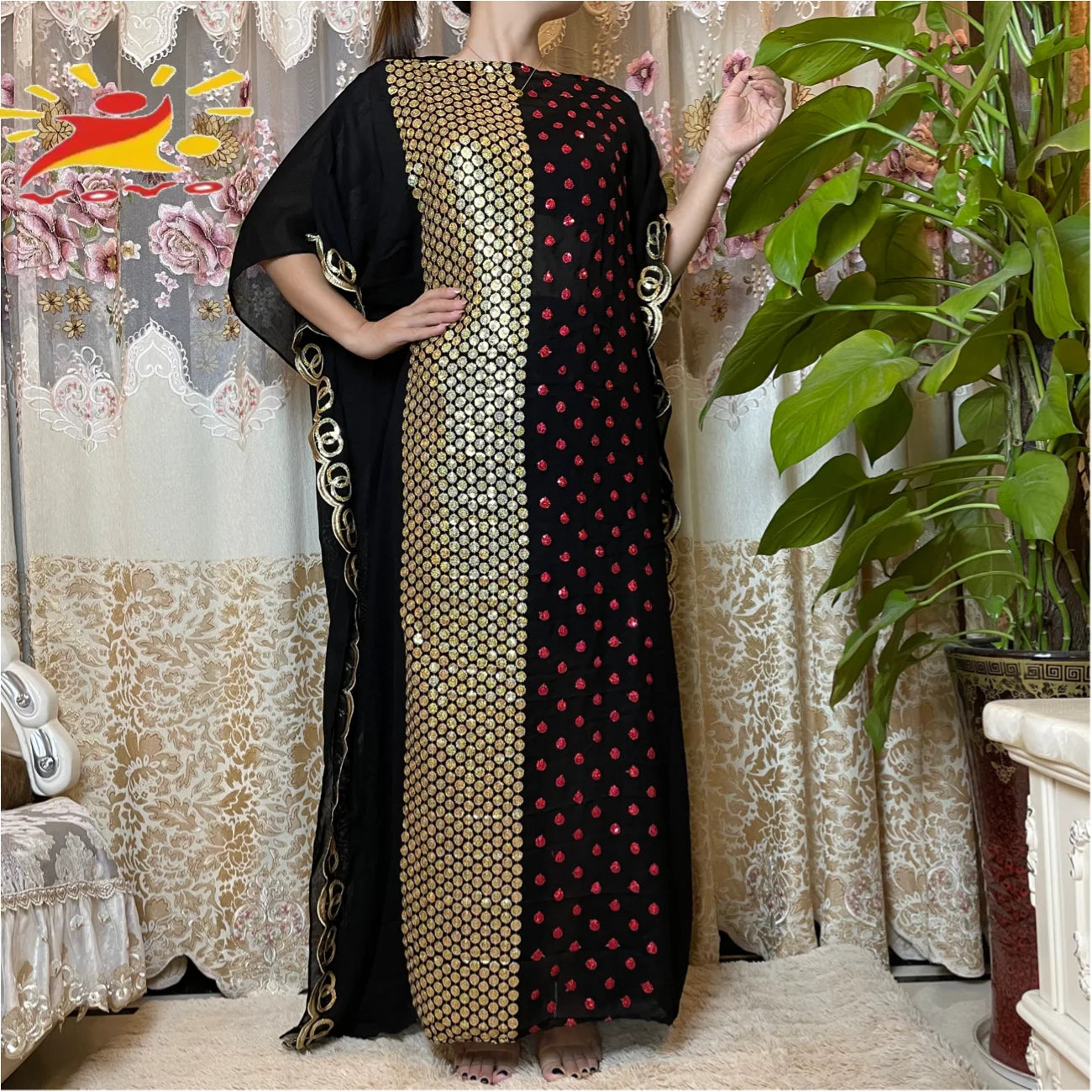 Gracy Dresses African Caftan Rose Sequins Embroidery Shinning Dubai Party Elegant Islamic Clothing