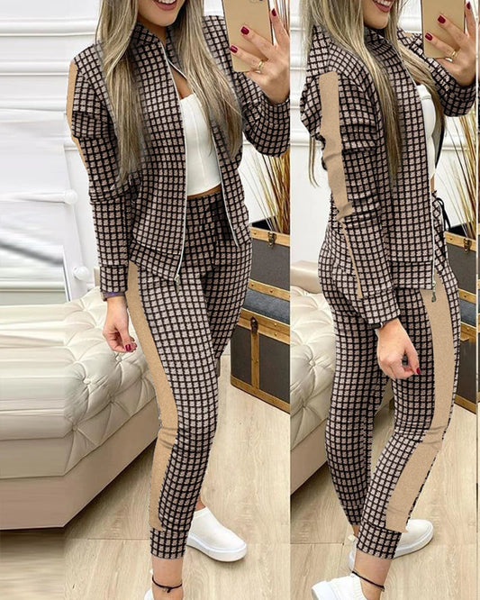 Maxy Tracksuit suits 2 Piece Set Zipper Jacket+Long Pants Sports Suit Female Sweatshirt Sportswear Suit for Woman Clothing