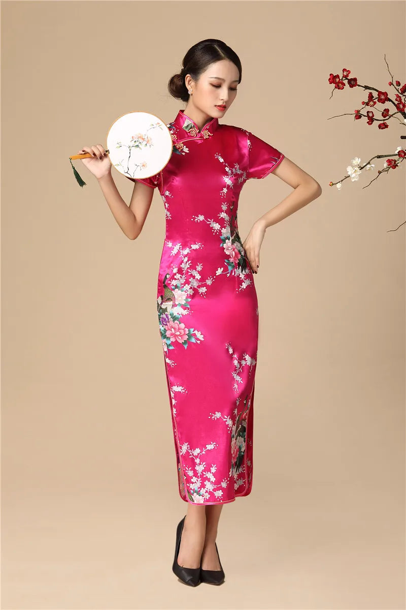 Babs Elegant dress Chinese Traditional Formal Dress Slim Evening Gowns Print Lady Cheongsam Retro dress Classic Qipao