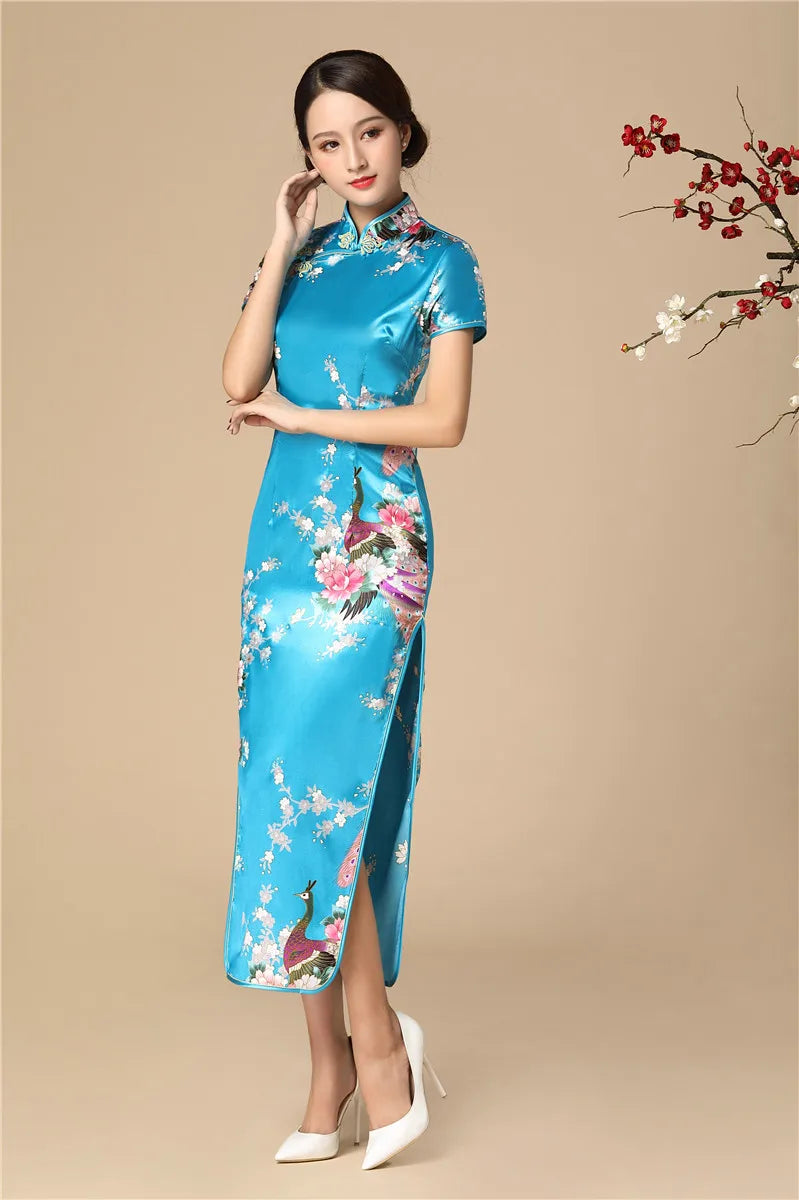 Babs Elegant dress Chinese Traditional Formal Dress Slim Evening Gowns Print Lady Cheongsam Retro dress Classic Qipao