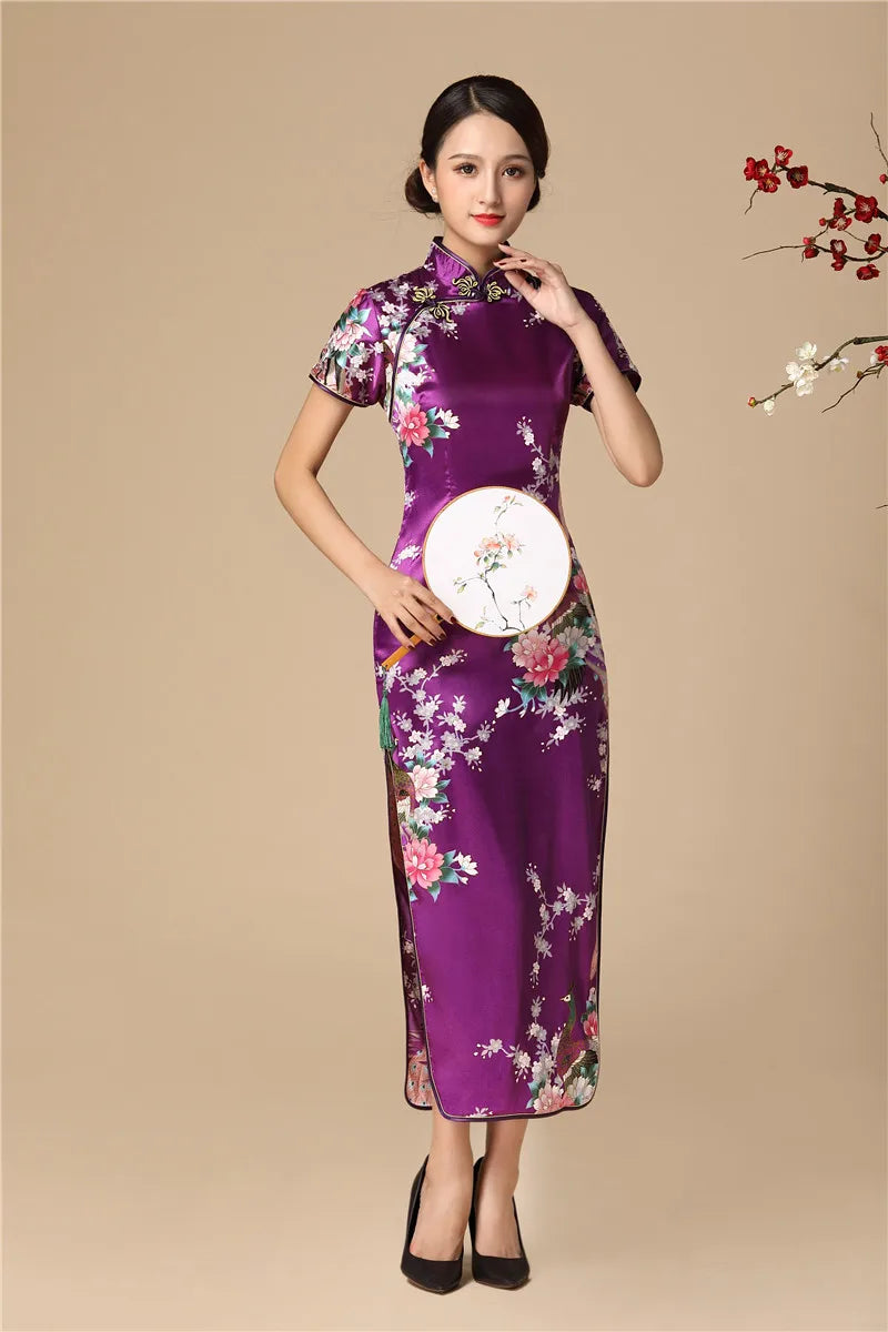 Babs Elegant dress Chinese Traditional Formal Dress Slim Evening Gowns Print Lady Cheongsam Retro dress Classic Qipao