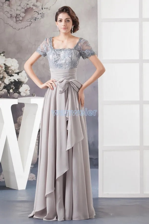 Macy new design hot seller custom size/color beading chiffon evening gown cap short sleeve plus size evening dress