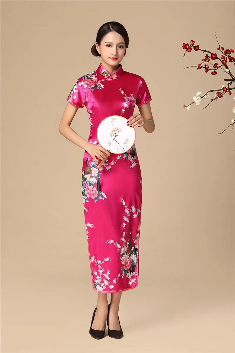 Babs Elegant dress Chinese Traditional Formal Dress Slim Evening Gowns Print Lady Cheongsam Retro dress Classic Qipao