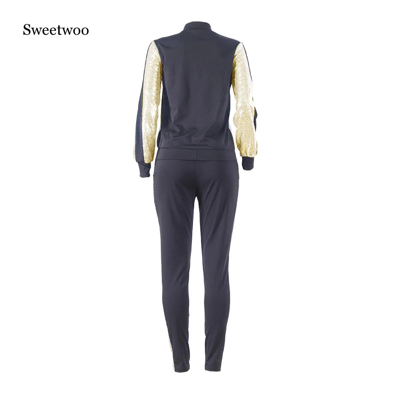 SWEETWOO Women 2 Piece Tracksuit Sports Long Sleeve Sweatshirts Fleece Joggers Suits Running Set Workout Gym Autumn Sportswear