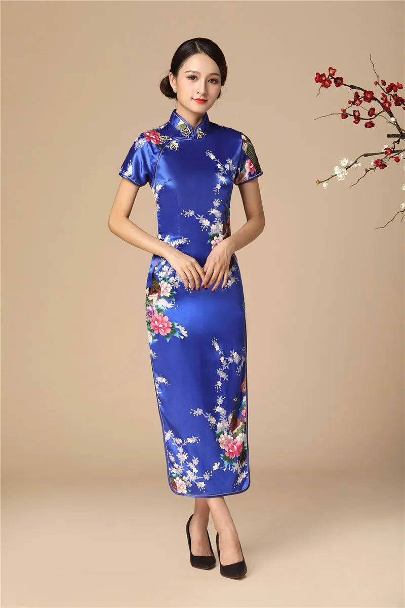 Babs Elegant dress Chinese Traditional Formal Dress Slim Evening Gowns Print Lady Cheongsam Retro dress Classic Qipao