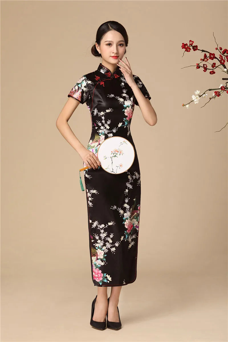 Babs Elegant dress Chinese Traditional Formal Dress Slim Evening Gowns Print Lady Cheongsam Retro dress Classic Qipao
