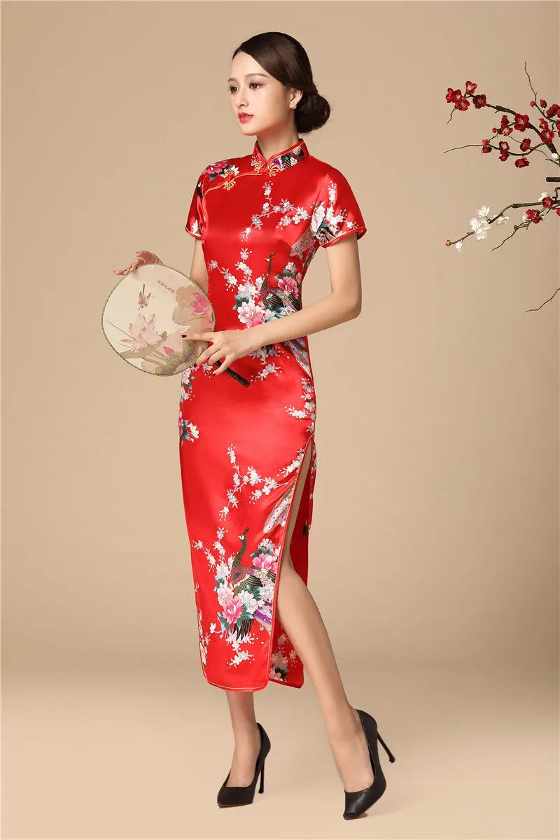 Babs Elegant dress Chinese Traditional Formal Dress Slim Evening Gowns Print Lady Cheongsam Retro dress Classic Qipao