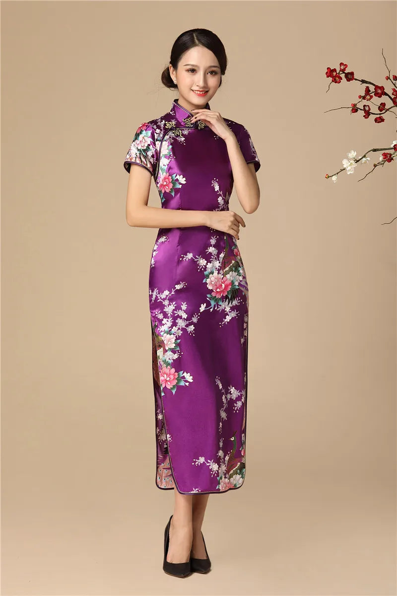 Babs Elegant dress Chinese Traditional Formal Dress Slim Evening Gowns Print Lady Cheongsam Retro dress Classic Qipao
