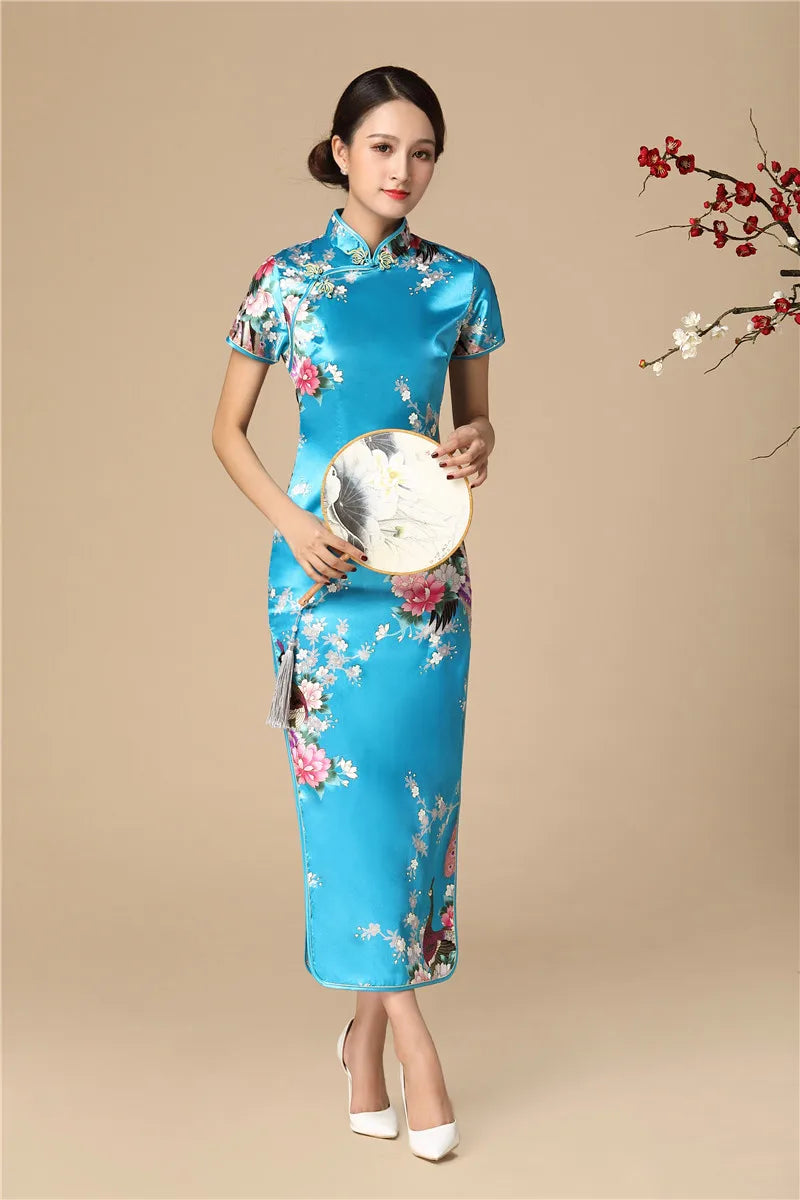 Babs Elegant dress Chinese Traditional Formal Dress Slim Evening Gowns Print Lady Cheongsam Retro dress Classic Qipao