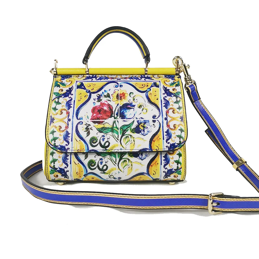 Maxy Ladies Handbags Rose Lady Shoulder Bag Tote Bag Leather Female Crossbody Brand Designer Yellow