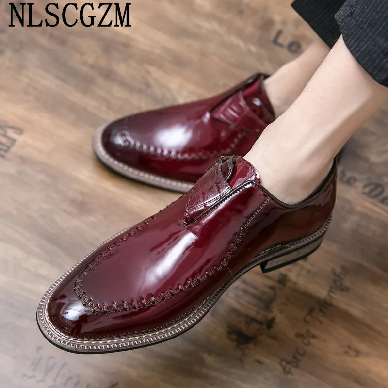 Visco Patent Leather Mens Dress Shoes Loafers Coiffeur Formal Slip on Shoes Men Office 2024 Oxford Shoes for Men