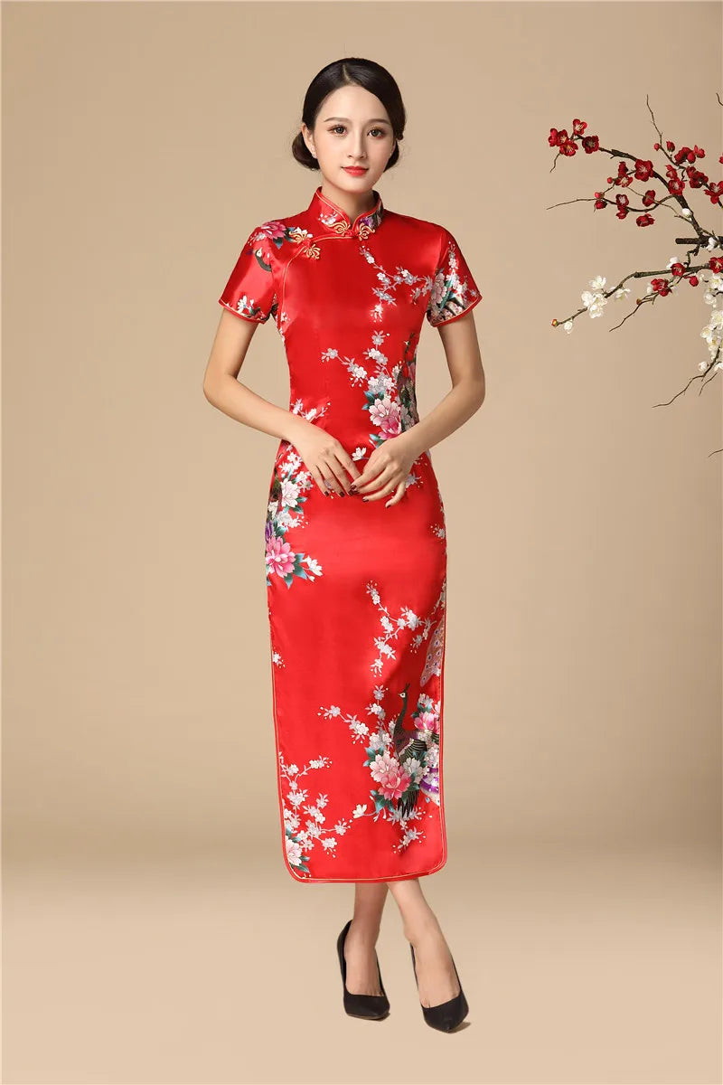Babs Elegant dress Chinese Traditional Formal Dress Slim Evening Gowns Print Lady Cheongsam Retro dress Classic Qipao