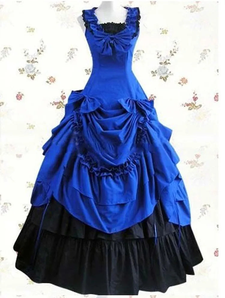 summer women elegant Vintage victorian lolita dress Ladies evening party bandage slim Flounced long gothic dress lolita costume