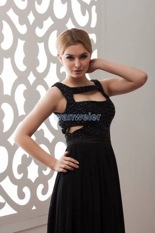 Macy 2014 hot sale new design custom color/size beading evening gown black long plus size evening dress