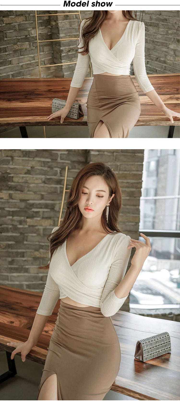 Babs Fashion women comfortable elegant slim patchwork formal dress new arrival hollow out work style sexy long v-neck pencil dress