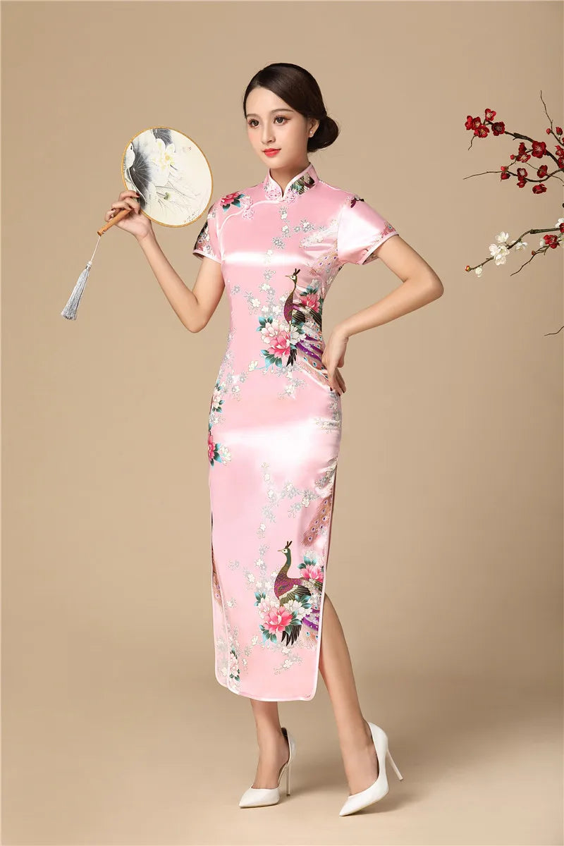 Babs Elegant dress Chinese Traditional Formal Dress Slim Evening Gowns Print Lady Cheongsam Retro dress Classic Qipao