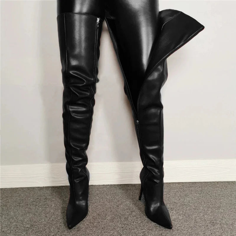 Babs Size 46 Sexy High Heels Women Shoes Colorful Women's Over The Knee Boots Winter Thigh High Boots With Side Zip