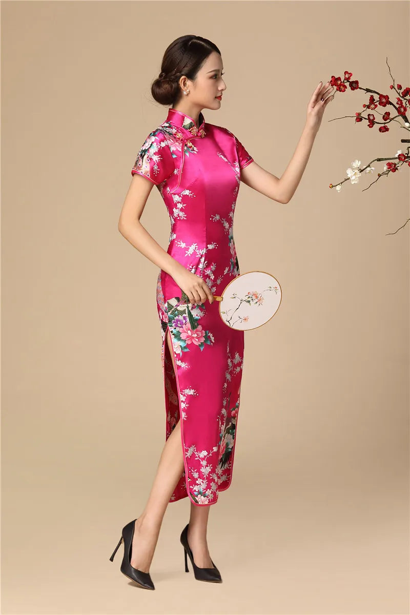 Babs Elegant dress Chinese Traditional Formal Dress Slim Evening Gowns Print Lady Cheongsam Retro dress Classic Qipao