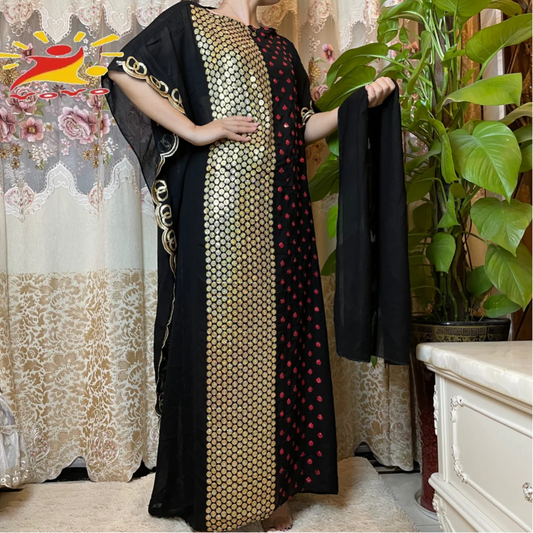 Gracy Dresses African Caftan Rose Sequins Embroidery Shinning Dubai Party Elegant Islamic Clothing