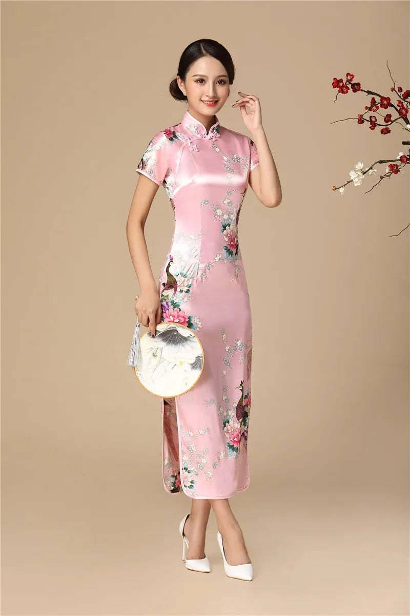 Babs Elegant dress Chinese Traditional Formal Dress Slim Evening Gowns Print Lady Cheongsam Retro dress Classic Qipao