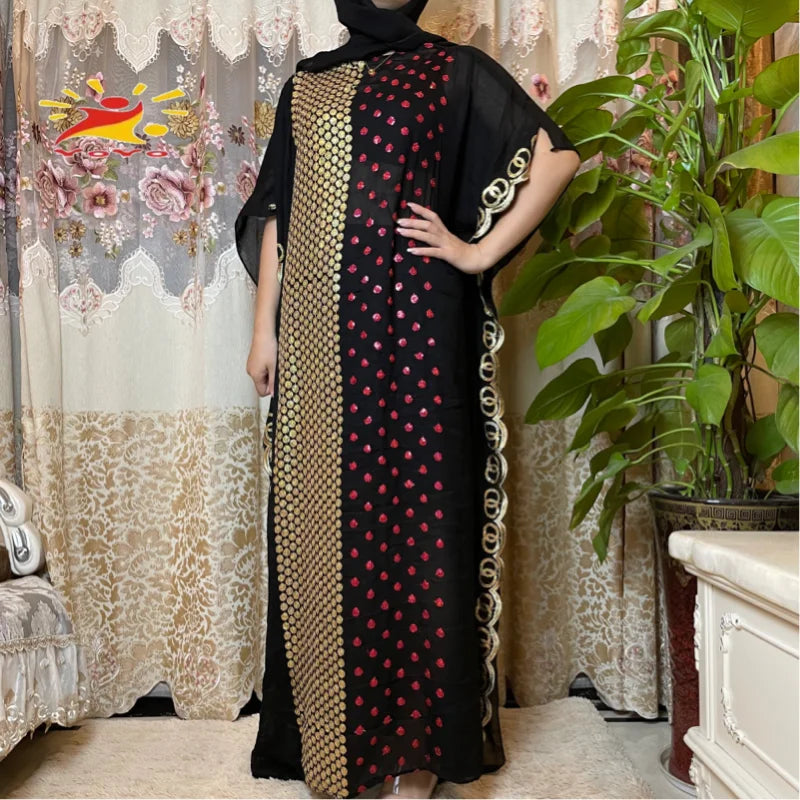 Gracy Dresses African Caftan Rose Sequins Embroidery Shinning Dubai Party Elegant Islamic Clothing