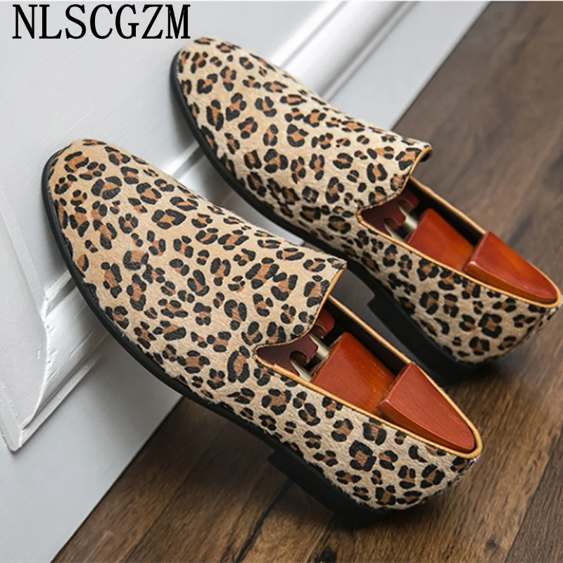 Visco Fur Coiffeur Oxford Shoes for Men Leopard Men's Dress Shoes Loafers Office 2024 Formal Slip on Shoes Men Italian Wedding Dress