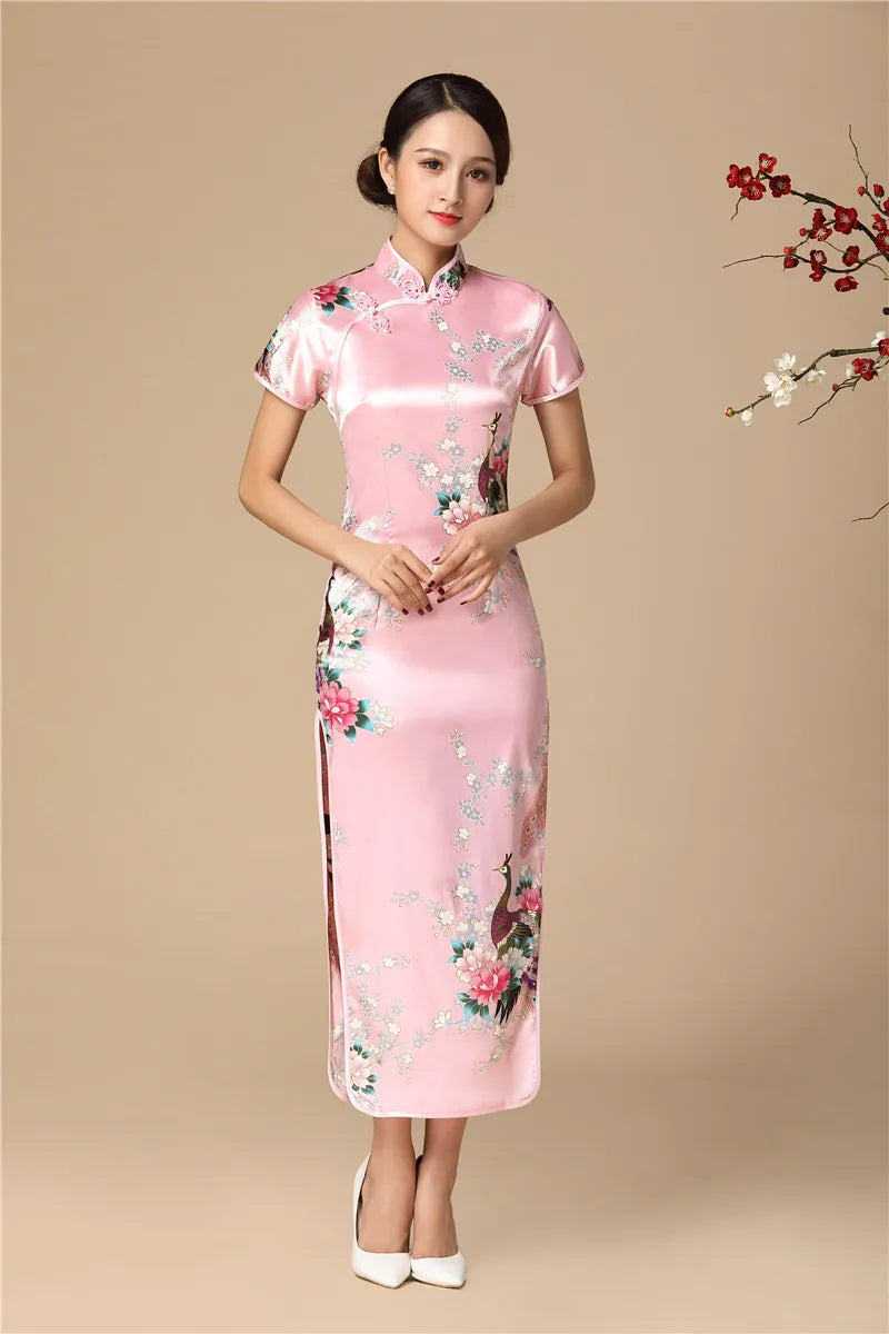 Babs Elegant dress Chinese Traditional Formal Dress Slim Evening Gowns Print Lady Cheongsam Retro dress Classic Qipao
