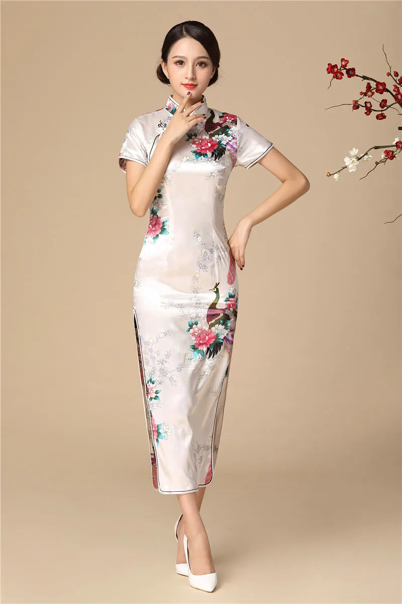Babs Elegant dress Chinese Traditional Formal Dress Slim Evening Gowns Print Lady Cheongsam Retro dress Classic Qipao