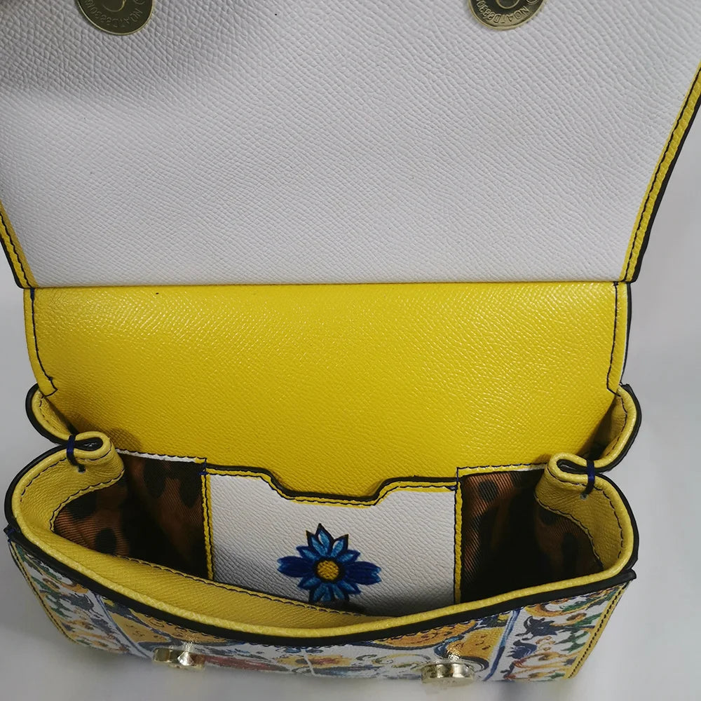Maxy Ladies Handbags Rose Lady Shoulder Bag Tote Bag Leather Female Crossbody Brand Designer Yellow