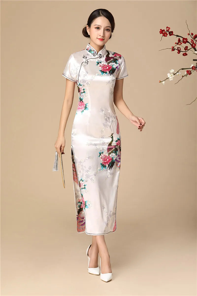 Babs Elegant dress Chinese Traditional Formal Dress Slim Evening Gowns Print Lady Cheongsam Retro dress Classic Qipao