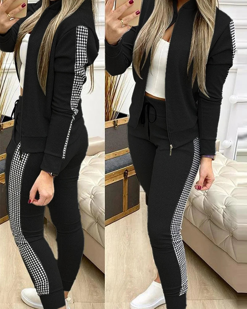 Maxy Tracksuit suits 2 Piece Set Zipper Jacket+Long Pants Sports Suit Female Sweatshirt Sportswear Suit for Woman Clothing